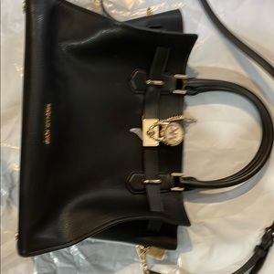 MICHAEL KORS HAMILTON MEDIUM SATCHEL SHOULDER CROSSBODY BAG BLACK